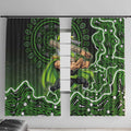 Sydney Thunder Cricket Mascot Window Curtain Aboriginal Dot Art Green And Black Tribal Pattern