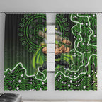 Sydney Thunder Cricket Mascot Window Curtain Aboriginal Dot Art Green And Black Tribal Pattern