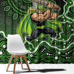 Sydney Thunder Cricket Mascot Window Curtain Aboriginal Dot Art Green And Black Tribal Pattern