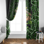 Sydney Thunder Cricket Mascot Window Curtain Aboriginal Dot Art Green And Black Tribal Pattern