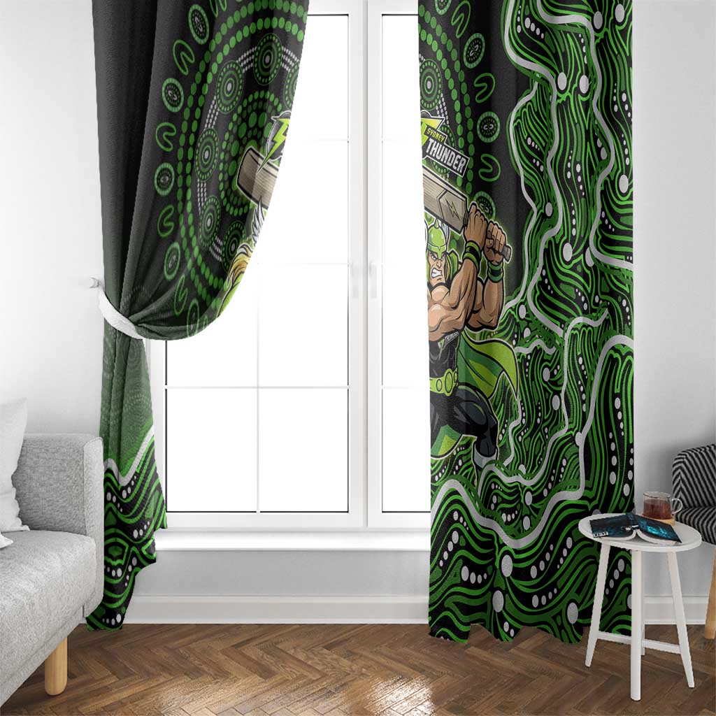 Sydney Thunder Cricket Mascot Window Curtain Aboriginal Dot Art Green And Black Tribal Pattern