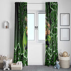 Sydney Thunder Cricket Mascot Window Curtain Aboriginal Dot Art Green And Black Tribal Pattern