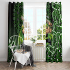 Sydney Thunder Cricket Mascot Window Curtain Aboriginal Dot Art Green And Black Tribal Pattern