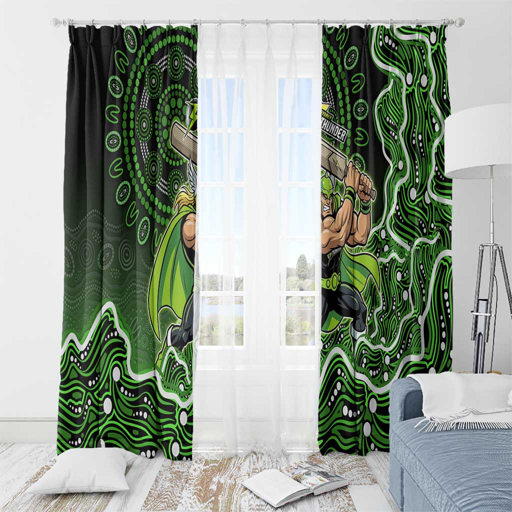 Sydney Thunder Cricket Mascot Window Curtain Aboriginal Dot Art Green And Black Tribal Pattern