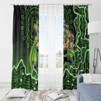 Sydney Thunder Cricket Mascot Window Curtain Aboriginal Dot Art Green And Black Tribal Pattern