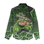Sydney Thunder Cricket Mascot Women Casual Shirt Aboriginal Dot Art Green And Black Tribal Pattern