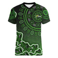 Sydney Thunder Cricket Mascot Women V-Neck T-Shirt Aboriginal Dot Art Green And Black Tribal Pattern
