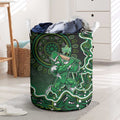 Melbourne Stars Cricket Mascot Laundry Basket Aboriginal Dot Art Green And Black Tribal Pattern