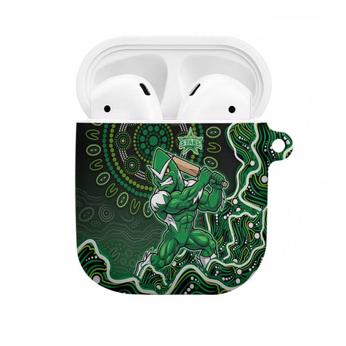 Melbourne Stars Cricket Mascot AirPods Case Aboriginal Dot Art Green And Black Tribal Pattern
