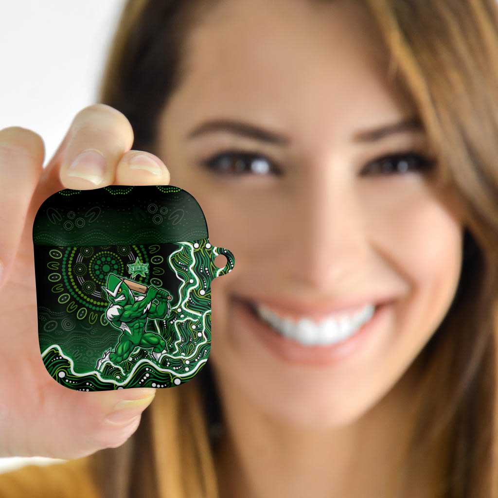 Melbourne Stars Cricket Mascot AirPods Case Aboriginal Dot Art Green And Black Tribal Pattern