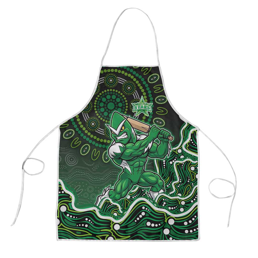 Melbourne Stars Cricket Mascot Apron Aboriginal Dot Art Green And Black Tribal Pattern