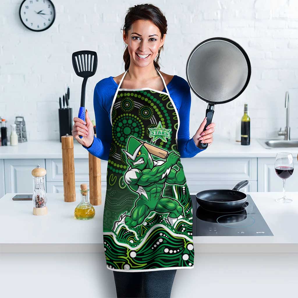 Melbourne Stars Cricket Mascot Apron Aboriginal Dot Art Green And Black Tribal Pattern