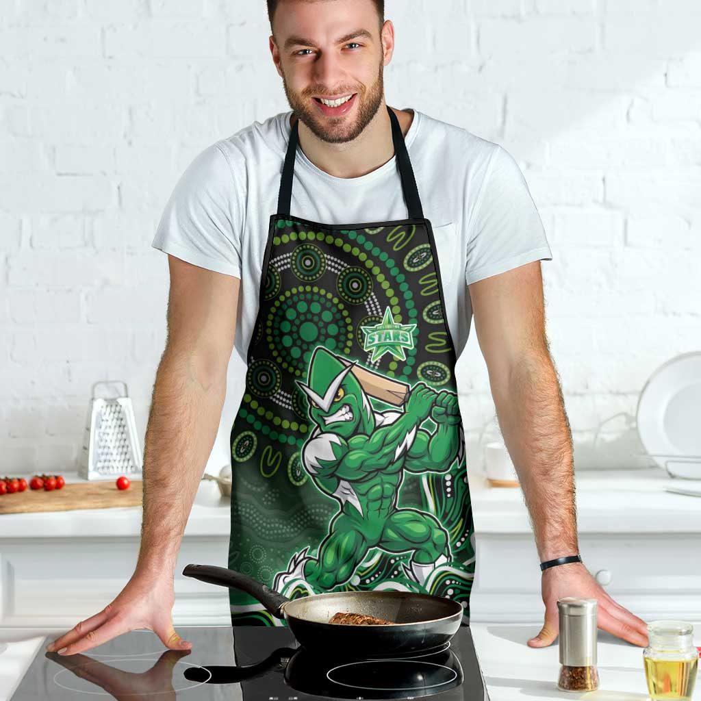 Melbourne Stars Cricket Mascot Apron Aboriginal Dot Art Green And Black Tribal Pattern