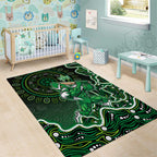 Melbourne Stars Cricket Mascot Area Rug Aboriginal Dot Art Green And Black Tribal Pattern