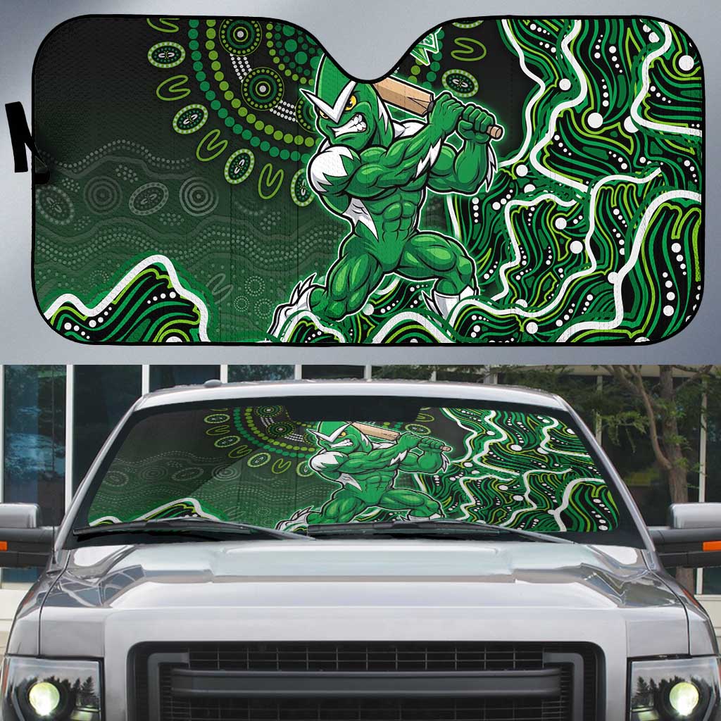Melbourne Stars Cricket Mascot Auto Sun Shade Aboriginal Dot Art Green And Black Tribal Pattern