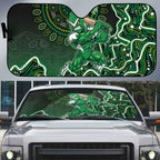 Melbourne Stars Cricket Mascot Auto Sun Shade Aboriginal Dot Art Green And Black Tribal Pattern