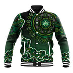 Melbourne Stars Cricket Mascot Baseball Jacket Aboriginal Dot Art Green And Black Tribal Pattern