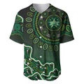 Melbourne Stars Cricket Mascot Baseball Jersey Aboriginal Dot Art Green And Black Tribal Pattern