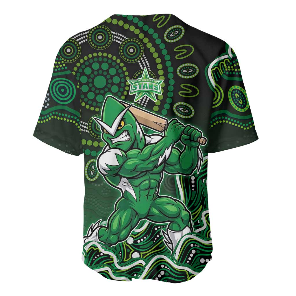 Melbourne Stars Cricket Mascot Baseball Jersey Aboriginal Dot Art Green And Black Tribal Pattern