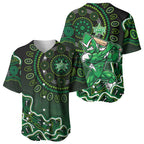 Melbourne Stars Cricket Mascot Baseball Jersey Aboriginal Dot Art Green And Black Tribal Pattern