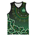 Melbourne Stars Cricket Mascot Basketball Jersey Aboriginal Dot Art Green And Black Tribal Pattern