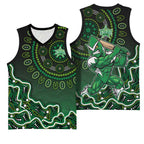 Melbourne Stars Cricket Mascot Basketball Jersey Aboriginal Dot Art Green And Black Tribal Pattern