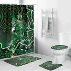Melbourne Stars Cricket Mascot Bathroom Set Aboriginal Dot Art Green And Black Tribal Pattern