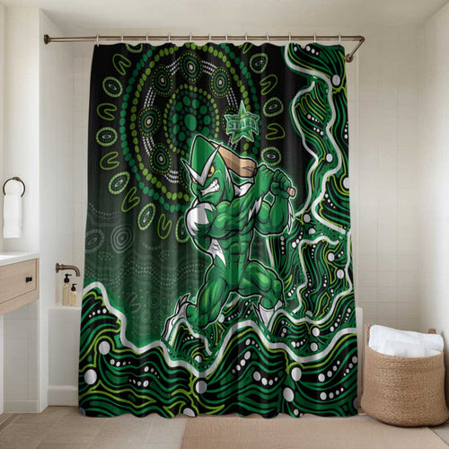 Melbourne Stars Cricket Mascot Bathroom Set Aboriginal Dot Art Green And Black Tribal Pattern