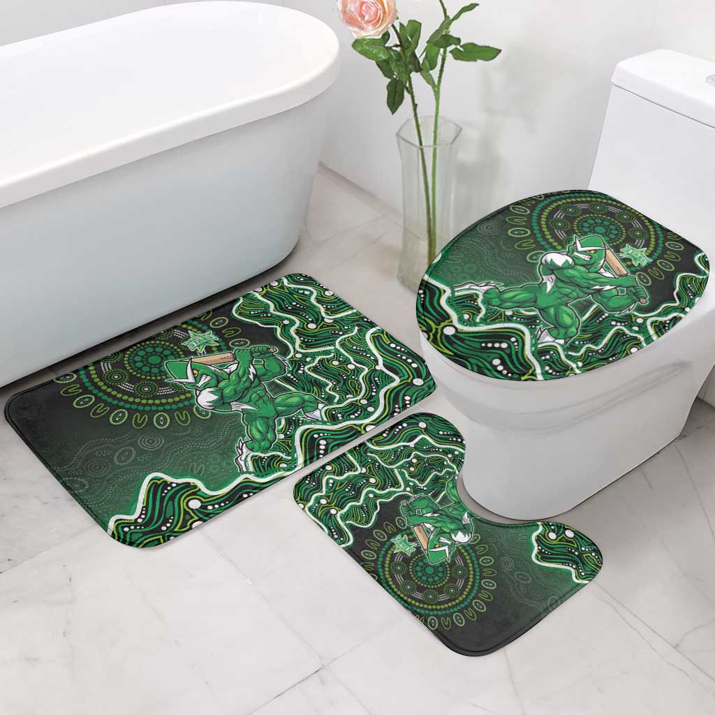 Melbourne Stars Cricket Mascot Bathroom Set Aboriginal Dot Art Green And Black Tribal Pattern
