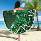 Melbourne Stars Cricket Mascot Beach Blanket Aboriginal Dot Art Green And Black Tribal Pattern