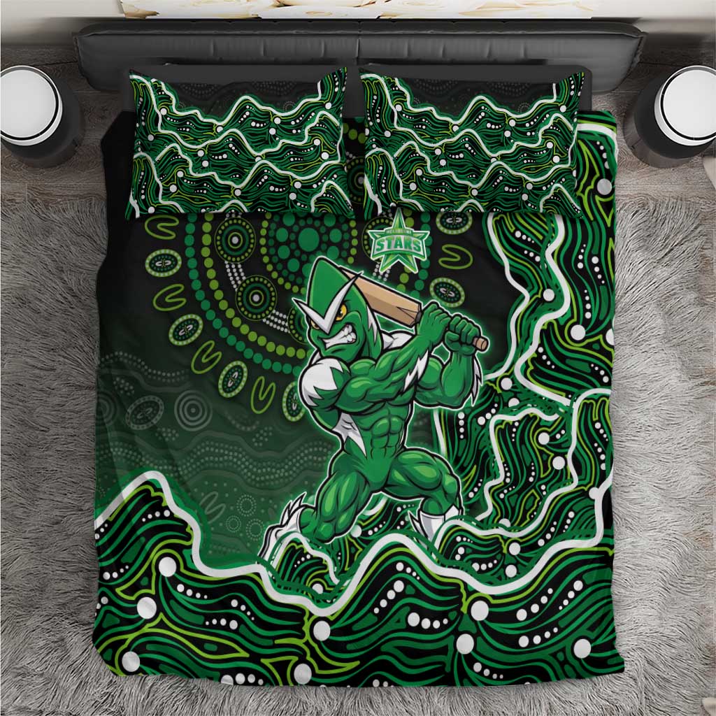 Melbourne Stars Cricket Mascot Bedding Set Aboriginal Dot Art Green And Black Tribal Pattern
