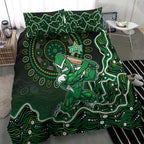 Melbourne Stars Cricket Mascot Bedding Set Aboriginal Dot Art Green And Black Tribal Pattern