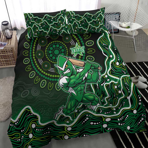 Melbourne Stars Cricket Mascot Bedding Set Aboriginal Dot Art Green And Black Tribal Pattern