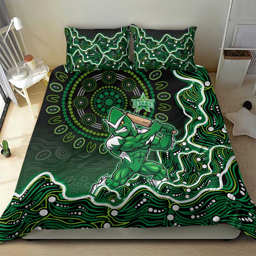 Melbourne Stars Cricket Mascot Bedding Set Aboriginal Dot Art Green And Black Tribal Pattern