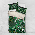 Melbourne Stars Cricket Mascot Bedding Set Aboriginal Dot Art Green And Black Tribal Pattern