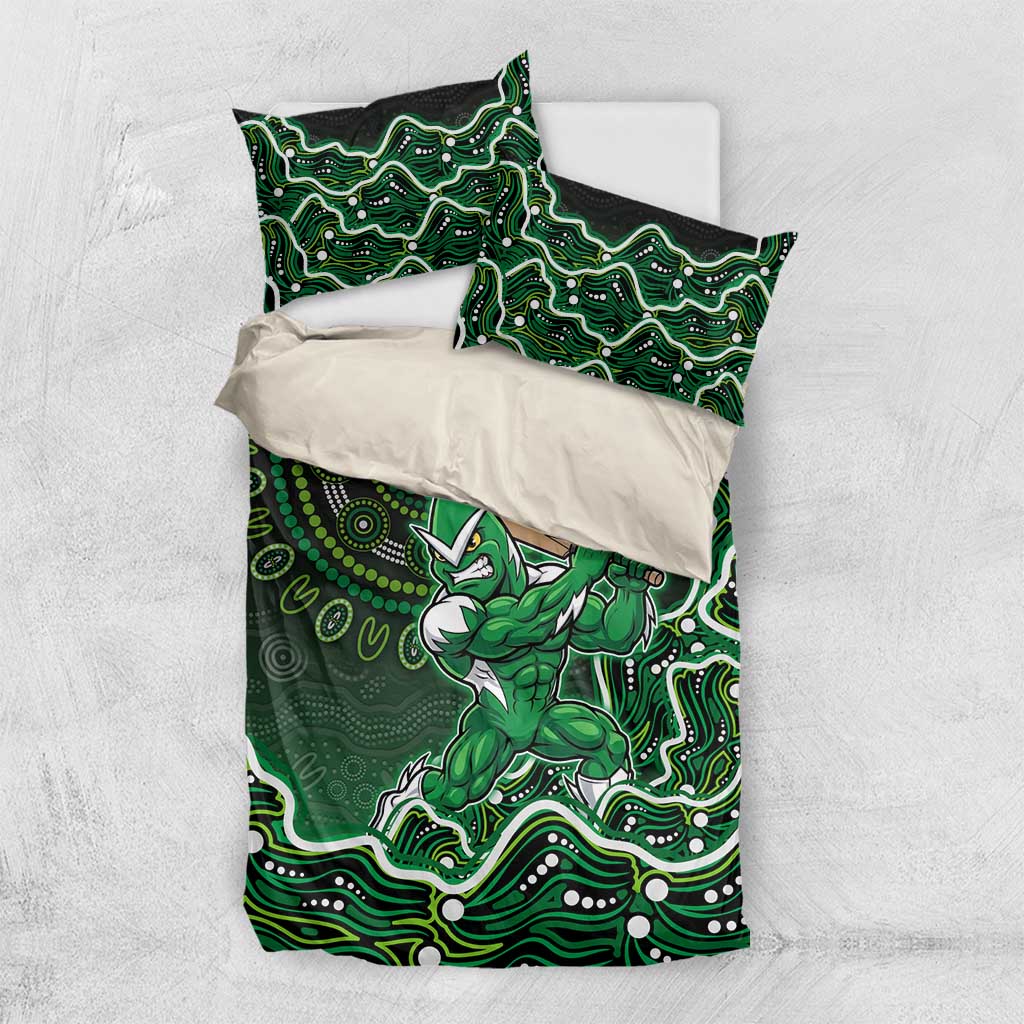 Melbourne Stars Cricket Mascot Bedding Set Aboriginal Dot Art Green And Black Tribal Pattern