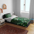 Melbourne Stars Cricket Mascot Bedding Set Aboriginal Dot Art Green And Black Tribal Pattern