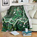 Melbourne Stars Cricket Mascot Blanket Aboriginal Dot Art Green And Black Tribal Pattern