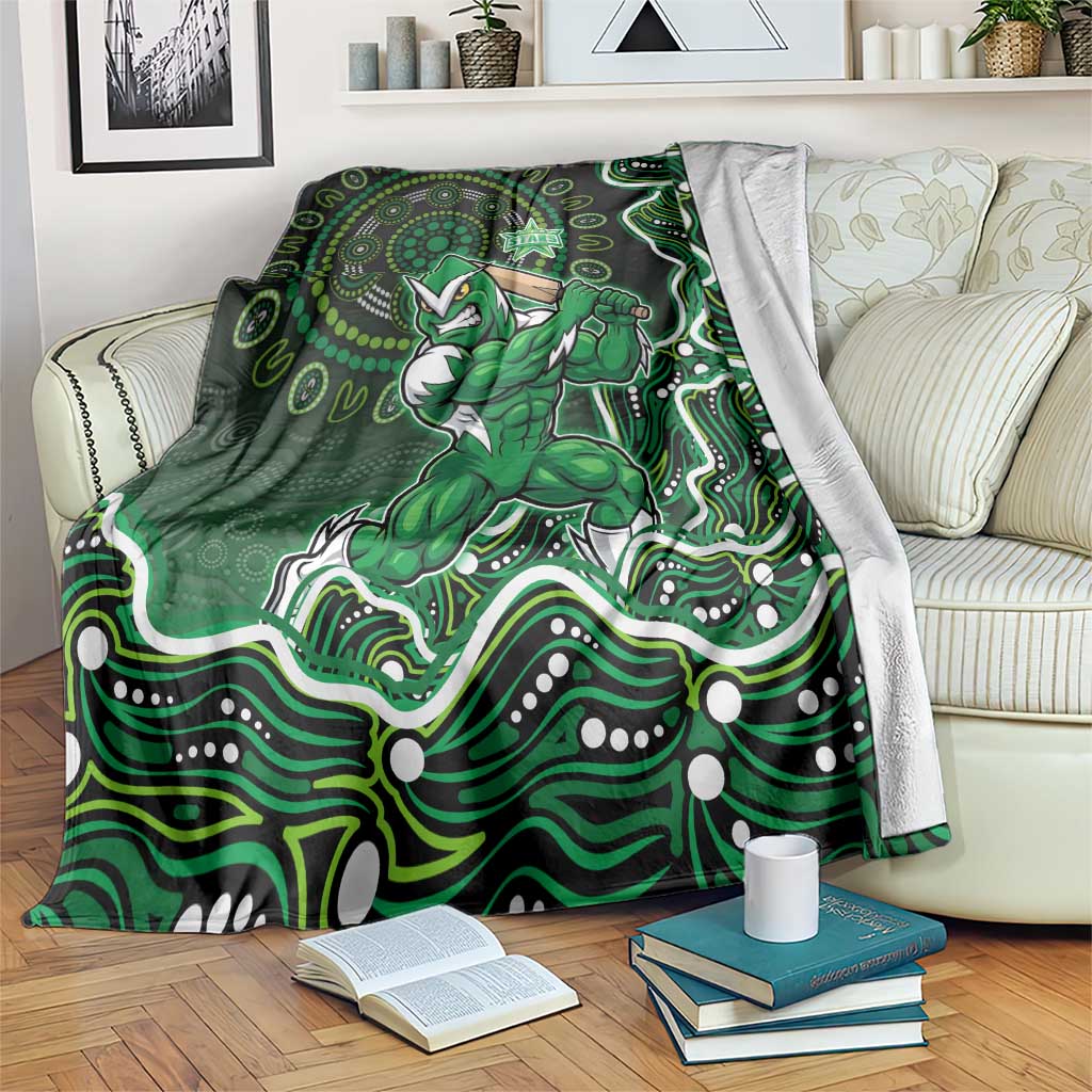 Melbourne Stars Cricket Mascot Blanket Aboriginal Dot Art Green And Black Tribal Pattern