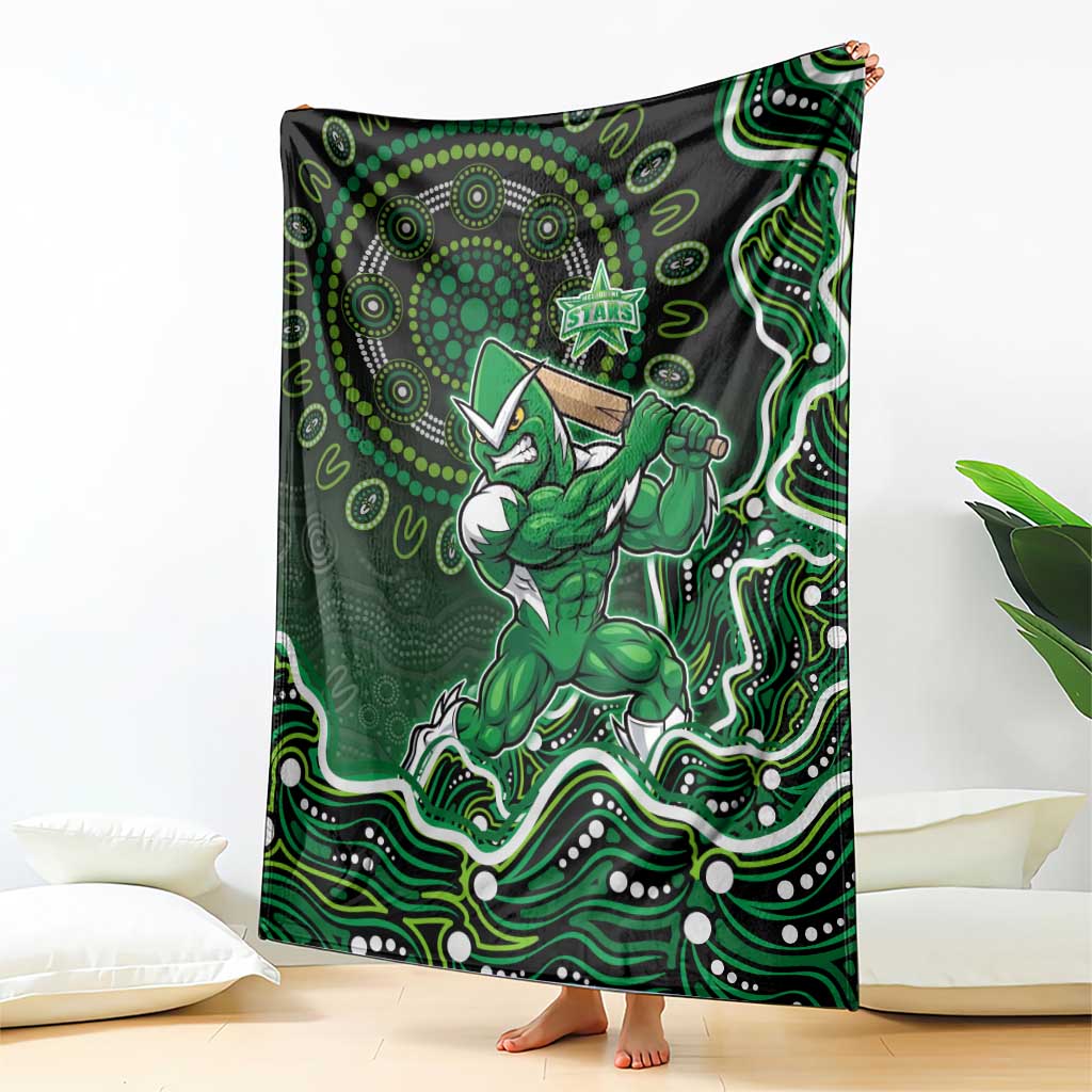 Melbourne Stars Cricket Mascot Blanket Aboriginal Dot Art Green And Black Tribal Pattern