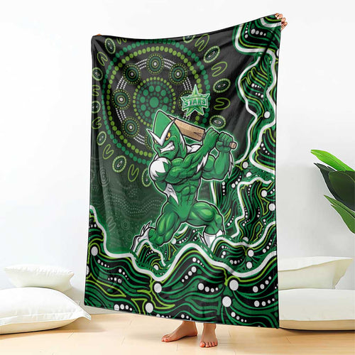 Melbourne Stars Cricket Mascot Blanket Aboriginal Dot Art Green And Black Tribal Pattern