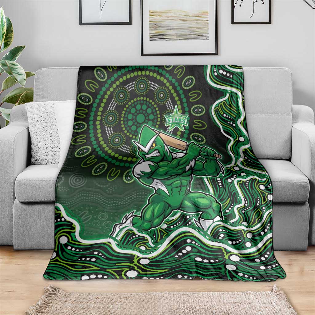 Melbourne Stars Cricket Mascot Blanket Aboriginal Dot Art Green And Black Tribal Pattern