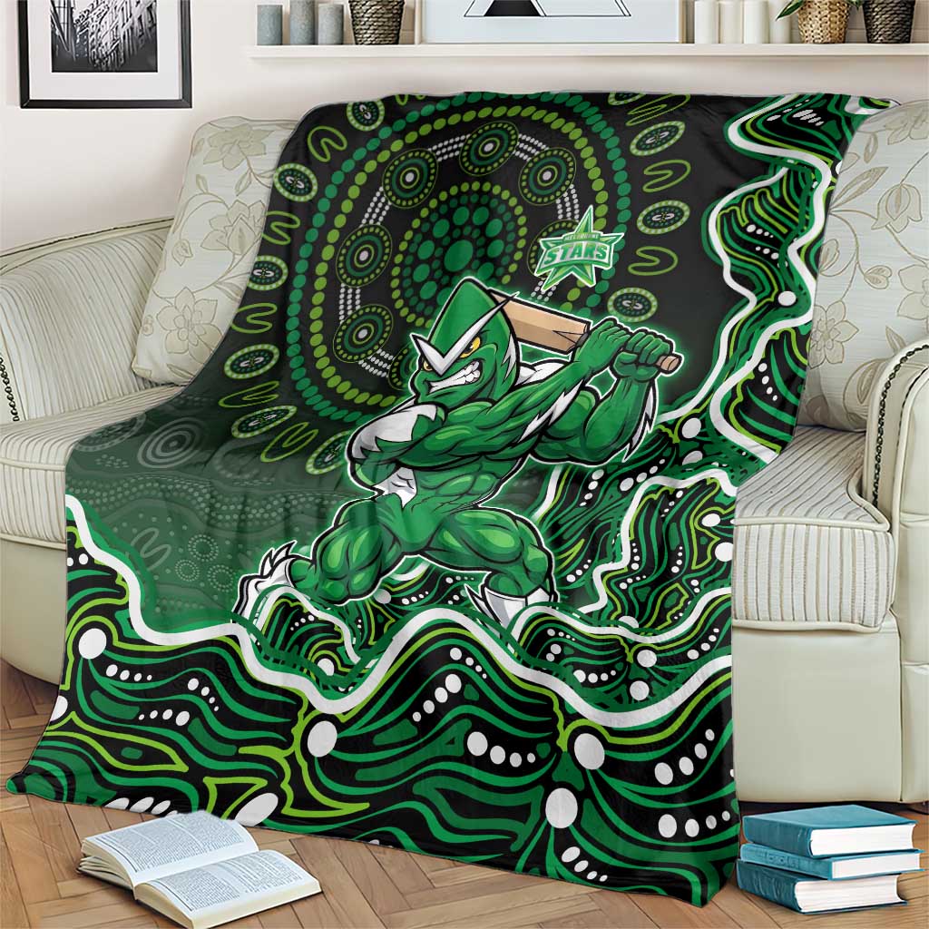 Melbourne Stars Cricket Mascot Blanket Aboriginal Dot Art Green And Black Tribal Pattern