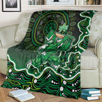 Melbourne Stars Cricket Mascot Blanket Aboriginal Dot Art Green And Black Tribal Pattern