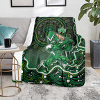 Melbourne Stars Cricket Mascot Blanket Aboriginal Dot Art Green And Black Tribal Pattern