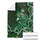 Melbourne Stars Cricket Mascot Blanket Aboriginal Dot Art Green And Black Tribal Pattern