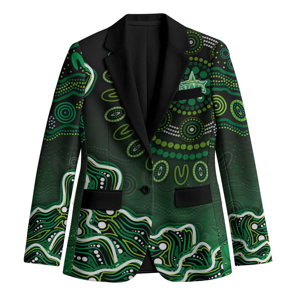 Melbourne Stars Cricket Mascot Blazer Aboriginal Dot Art Green And Black Tribal Pattern