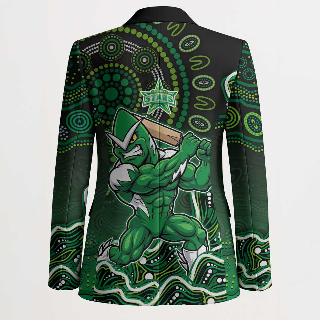 Melbourne Stars Cricket Mascot Blazer Aboriginal Dot Art Green And Black Tribal Pattern