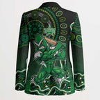 Melbourne Stars Cricket Mascot Blazer Aboriginal Dot Art Green And Black Tribal Pattern
