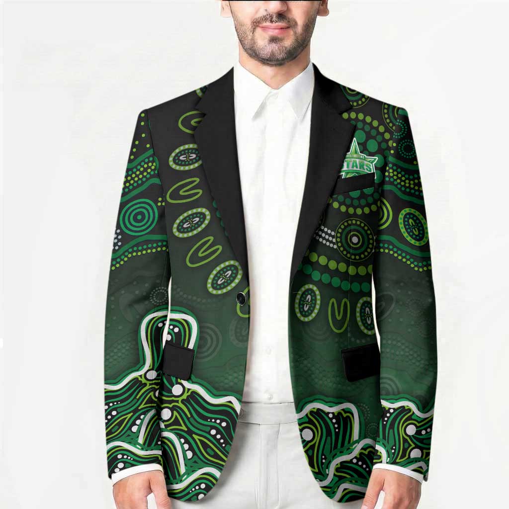 Melbourne Stars Cricket Mascot Blazer Aboriginal Dot Art Green And Black Tribal Pattern